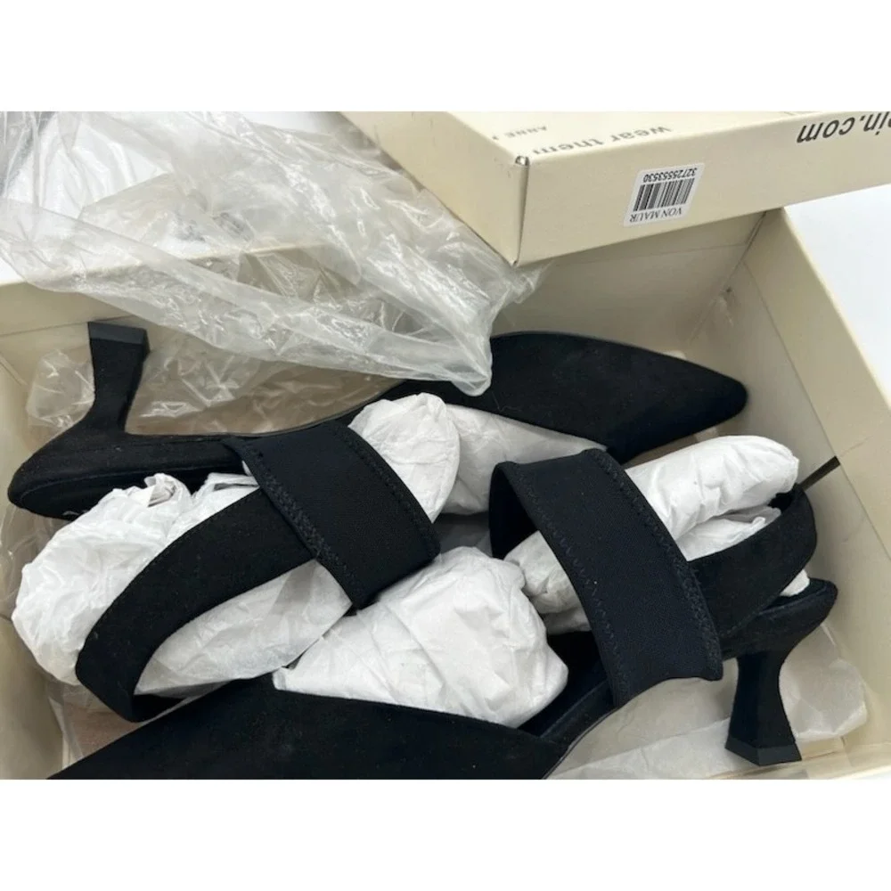 NEW Anne Klein Akintime Slingback Pumps Women's Size 10 Black Kitten Heel Shoes